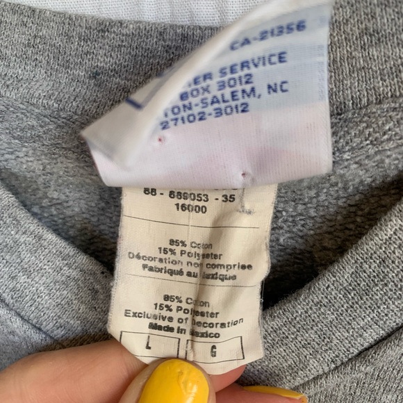 Vintage Champion Logo Grey Pullover V-Neck Sweatshirt Mens size Large - Picture 5 of 9